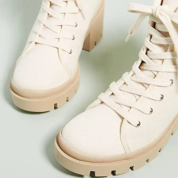Anthropologie Justine Canvas Lace-Up Boots - Picture 7 of 9
